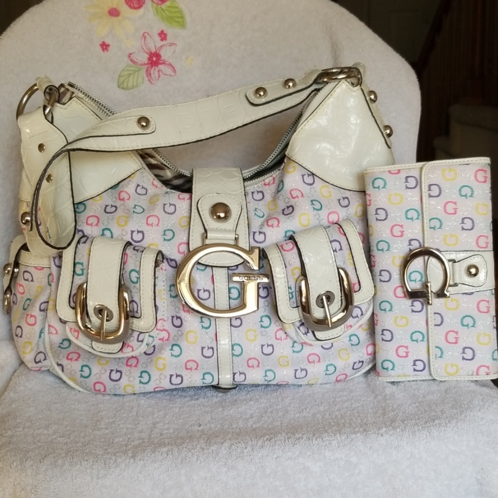 Guess multi color satchel FREE matching wallet!